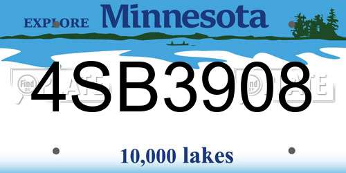 4SB3908 Minnesota License Plate