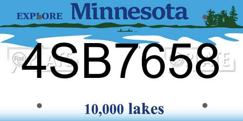 4SB7658 Minnesota License Plate