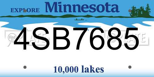 4SB7685 Minnesota License Plate