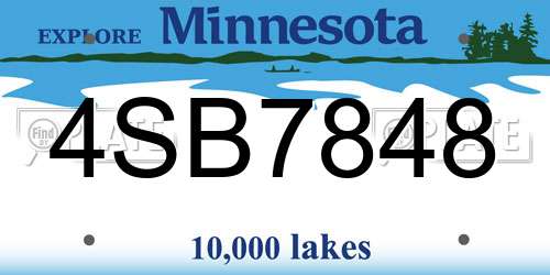 4SB7848 Minnesota License Plate
