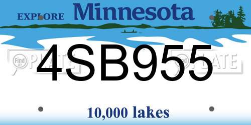 4SB955 Minnesota License Plate