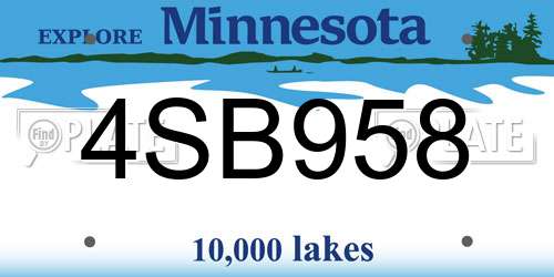 4SB958 Minnesota License Plate