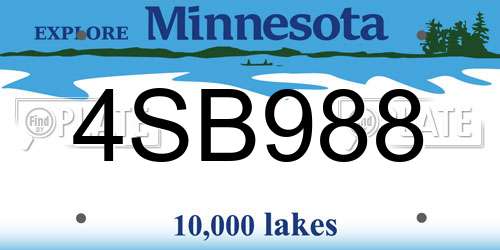 4SB988 Minnesota License Plate
