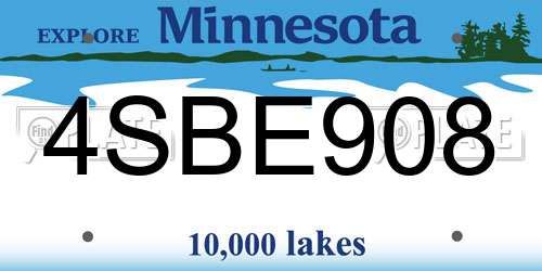 4SBE908 Minnesota License Plate