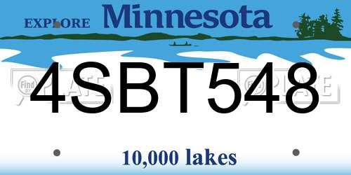 4SBT548 Minnesota License Plate