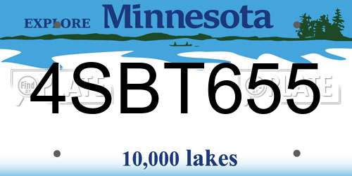 4SBT655 Minnesota License Plate