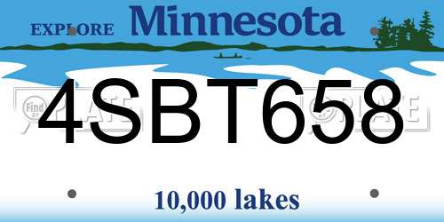 4SBT658 Minnesota License Plate