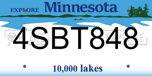 4SBT848 Minnesota License Plate