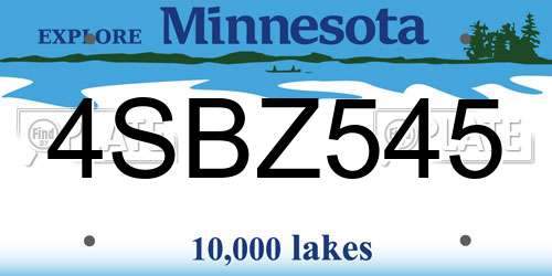 4SBZ545 Minnesota License Plate
