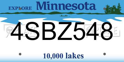 4SBZ548 Minnesota License Plate