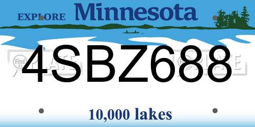 4SBZ688 Minnesota License Plate