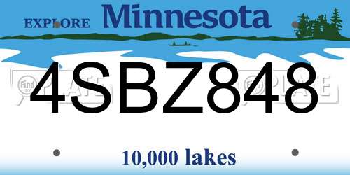 4SBZ848 Minnesota License Plate