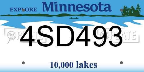 4SD493 Minnesota License Plate