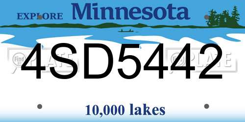 4SD5442 Minnesota License Plate