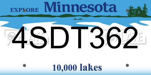 4SDT362 Minnesota License Plate