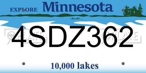 4SDZ362 Minnesota License Plate