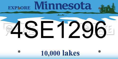 4SE1296 Minnesota License Plate