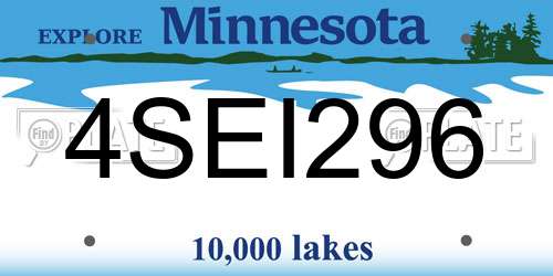 4SEI296 Minnesota License Plate