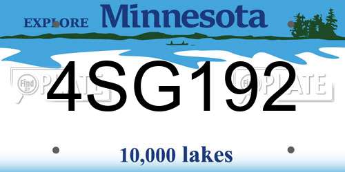 4SG192 Minnesota License Plate