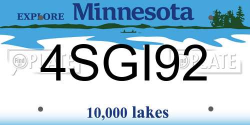4SGI92 Minnesota License Plate