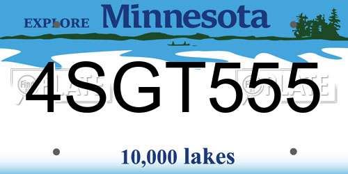 4SGT555 Minnesota License Plate