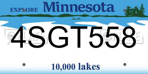 4SGT558 Minnesota License Plate