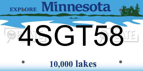 4SGT58 Minnesota License Plate