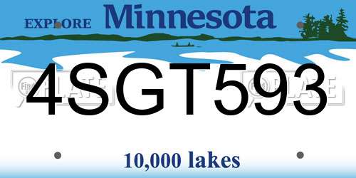 4SGT593 Minnesota License Plate