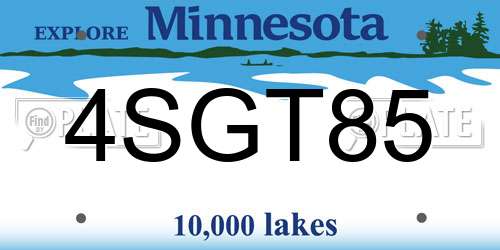 4SGT85 Minnesota License Plate