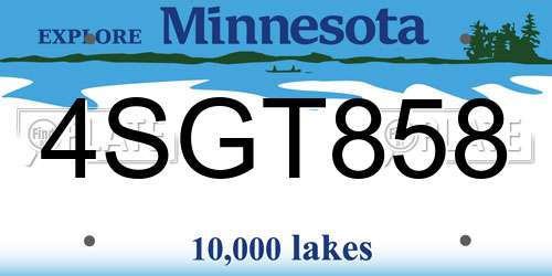 4SGT858 Minnesota License Plate