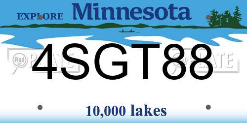4SGT88 Minnesota License Plate