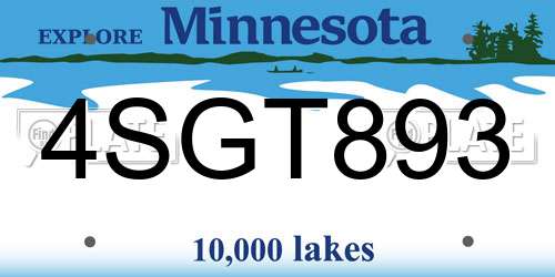 4SGT893 Minnesota License Plate