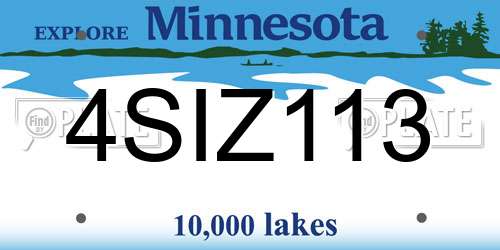 4SIZ113 Minnesota License Plate