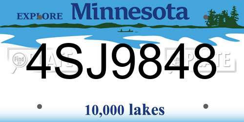 4SJ9848 Minnesota License Plate