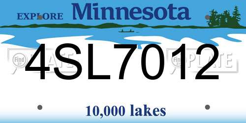4SL7012 Minnesota License Plate
