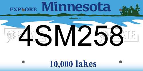 4SM258 Minnesota License Plate