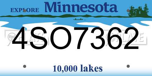 4SO7362 Minnesota License Plate