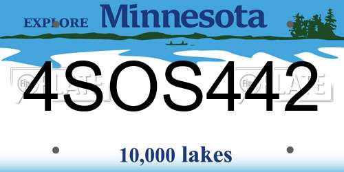 4SOS442 Minnesota License Plate