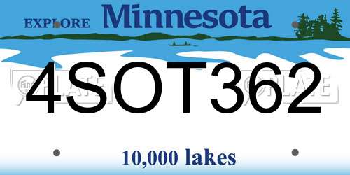 4SOT362 Minnesota License Plate