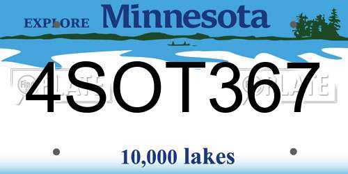 4SOT367 Minnesota License Plate