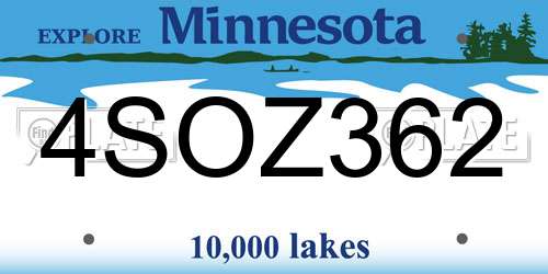 4SOZ362 Minnesota License Plate