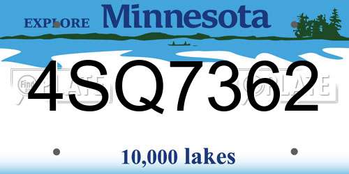 4SQ7362 Minnesota License Plate