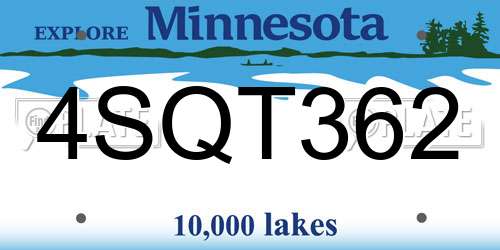 4SQT362 Minnesota License Plate