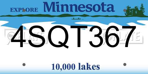 4SQT367 Minnesota License Plate