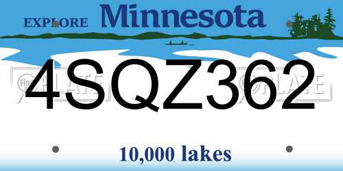4SQZ362 Minnesota License Plate