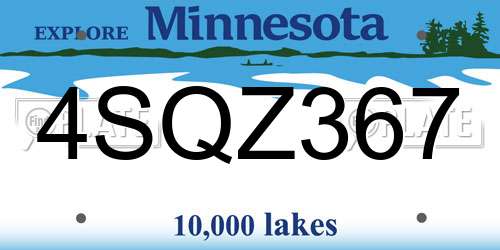 4SQZ367 Minnesota License Plate