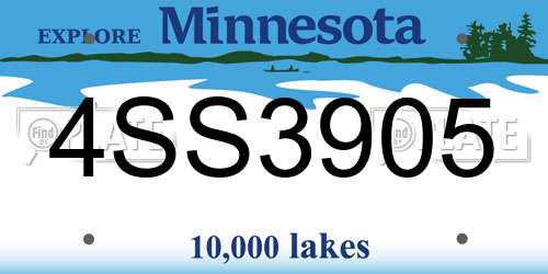 4SS3905 Minnesota License Plate