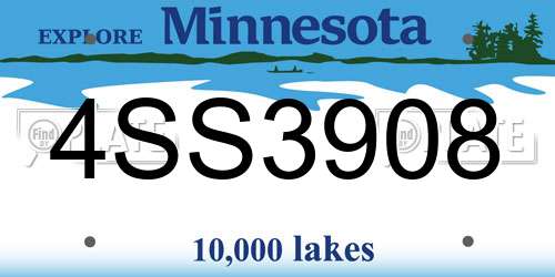 4SS3908 Minnesota License Plate