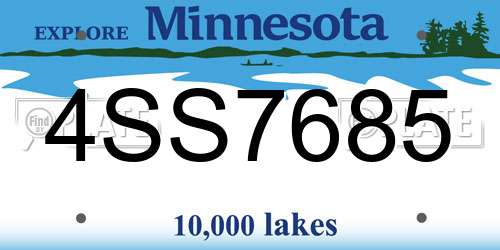 4SS7685 Minnesota License Plate