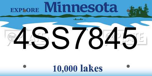 4SS7845 Minnesota License Plate